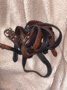 Bundle of 6 Braided Belts Black and Brown